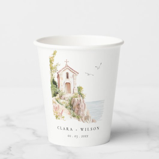 Eenvoudige Katholieke Waterverf Katholieke Kerk br Papieren Bekers (Voorkant)