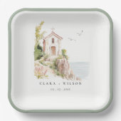 Eenvoudige Katholieke Waterverf Katholieke Kerk br Papieren Bordje (Voorkant)