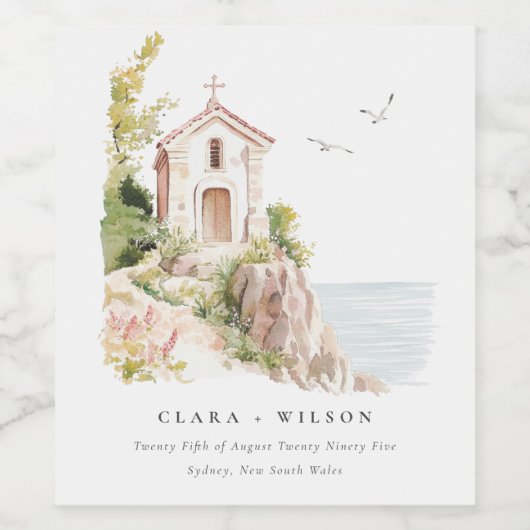 Eenvoudige Katholieke Waterverf Katholieke Kerk br Wijn Etiket (Enkel label)