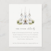 Eenvoudige Katholieke Waterverf Kerk Trouwdetails Informatiekaartje (Voorkant)