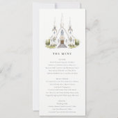 Eenvoudige Katholieke Waterverf Kerk Wedding Menu Kaart (Voorkant)