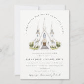 Eenvoudige Katholieke Waterverf kerkparen Douche Kaart (Voorkant)