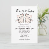 Eenvoudige katten met tweelingjongen-Baby shower Kaart (Staand voorkant)