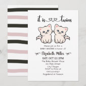 Eenvoudige katten met tweelingjongen-Baby shower Kaart (Voorkant / Achterkant)
