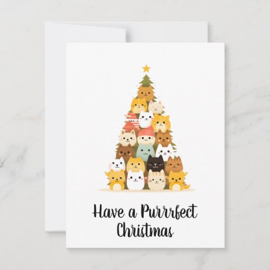 Eenvoudige kattenboom kerst Kaart (Voorkant)