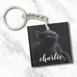 Eenvoudige Kattenfoto Kattennaam Sleutelhanger<br><div class="desc">Pet sleutelhanger met foto en naam</div>