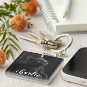 Eenvoudige Kattenfoto Kattennaam Sleutelhanger (Voorkant Rechts)