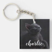 Eenvoudige Kattenfoto Kattennaam Sleutelhanger (voorkant)
