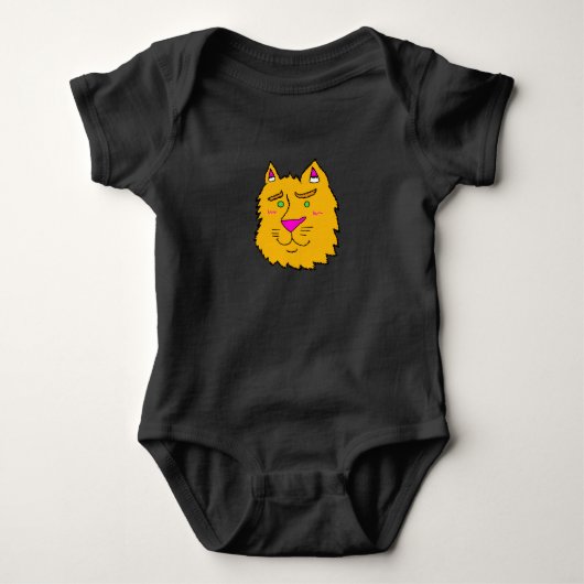 Eenvoudige Kattengezicht Baby Topje Romper (Voorkant)