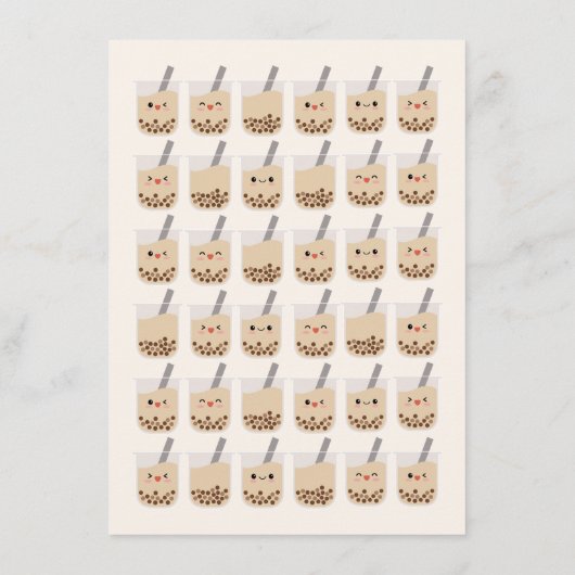 Eenvoudige Kawaii Boba Bubble Milk Tea Pink Birthd Kaart (Achterkant)