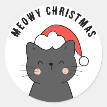 Eenvoudige Kawaii Meowy Christmas Cat Sticker