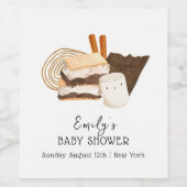 Eenvoudige Kawaii S'more Love & Fun Baby shower Wijn Etiket (Enkel label)