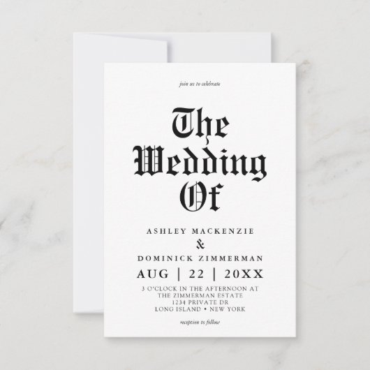 Eenvoudige Keltische Calligrafie Weddenschap Kaart (Voorkant)