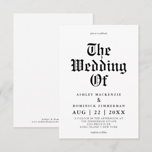 Eenvoudige Keltische Calligrafie Weddenschap Kaart (Voorkant / Achterkant)