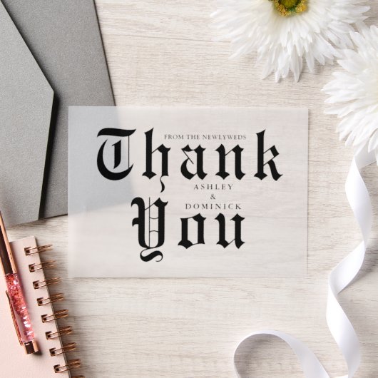 Eenvoudige Keltische kalligrafie Dank u bruiloft Vellum Uitnodigingen (Huwelijk)