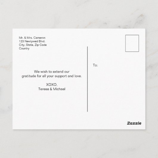 Eenvoudige kersenbloesem Dank u bruiloft Briefkaart (Achterkant)