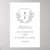 Eenvoudige Kersenbloesem Monogram Crest Welkom Poster (Voorkant)