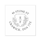 Eenvoudige Kersenbloesem Monogram Kam Circulair Zelfinktende Stempel (Design)