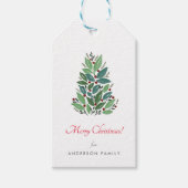 Eenvoudige Kersenboom Kerstvakantie Cadeaulabel (Voorkant)