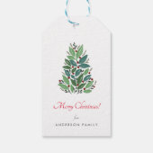 Eenvoudige Kersenboom Kerstvakantie Cadeaulabel (Achterkant)