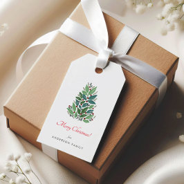 Eenvoudige Kersenboom Kerstvakantie Cadeaulabel