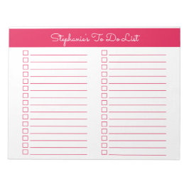 Eenvoudige kersenrode checklist van 8,5x11 met twe notitieblok