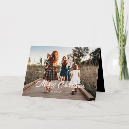 Eenvoudige Kerst 1 foto zwart-wit Feestdagen Kaart (Voorkant)