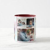 Eenvoudige Kerst 5 foto collage mint bordeaux Mok (Midden)