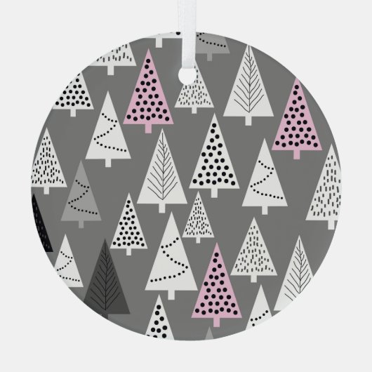 Eenvoudige kerst: Abstract boompatroon Glas Ornament (Achterkant)