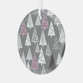 Eenvoudige kerst: Abstract boompatroon Glas Ornament (Voorkant links)