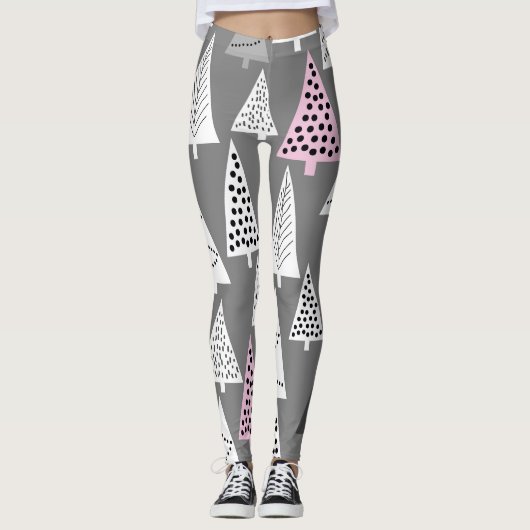 Eenvoudige kerst: Abstract boompatroon Leggings (Voorkant)