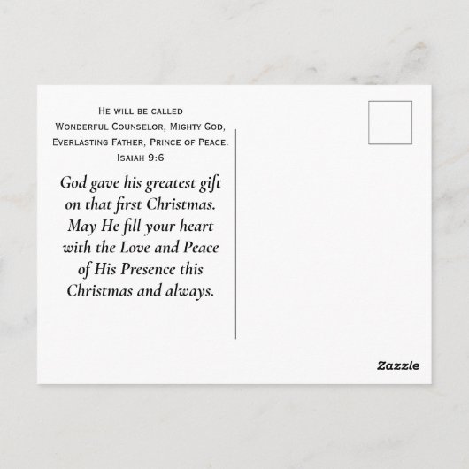Eenvoudige Kerst Bloemen Bijbel Verse Jesaja 9:6 Briefkaart (Achterkant)