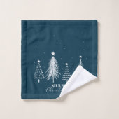 Eenvoudige kerst dennenboom | marineblauw bad handdoek (Wasdoekje)