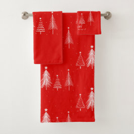 Eenvoudige kerst dennenboom | Rood Bad Handdoek