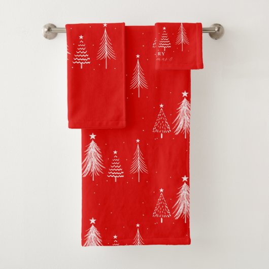 Eenvoudige kerst dennenboom | Rood Bad Handdoek (Insitu)