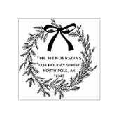 Eenvoudige kerst dennenkrans retouradres rubberstempel (Afrduk)