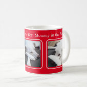 Eenvoudige Kerst Drie Foto Rood en Wit Koffiemok (Voorkant rechts)