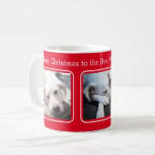 Eenvoudige Kerst Drie Foto Rood en Wit Koffiemok (Voorkant links)