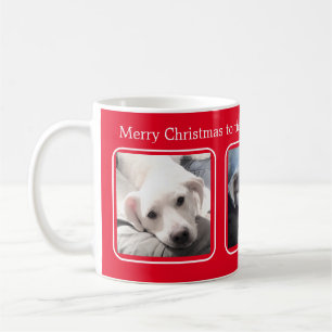 Eenvoudige Kerst Drie Foto Rood en Wit Koffiemok