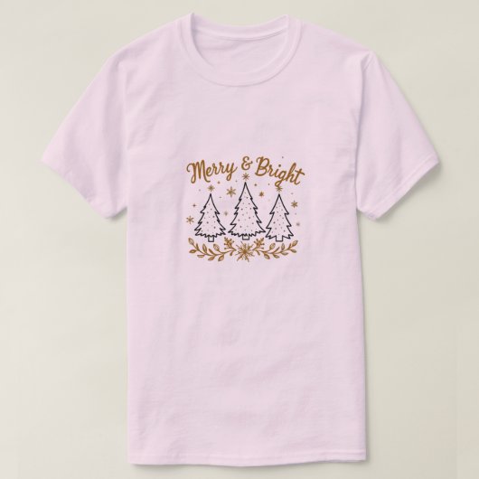 Eenvoudige Kerst en Sneeuwvlokken – Vrolijk & Held T-shirt (Design voorkant)