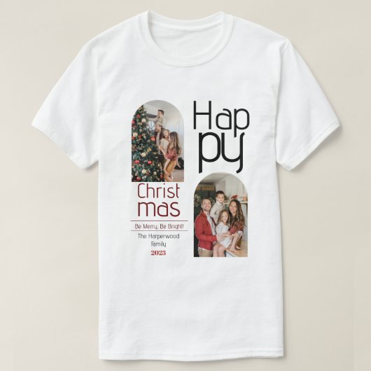 Eenvoudige Kerst feestdagen Modern Typografie Foto T-shirt (Design voorkant)