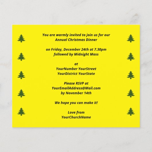 Eenvoudige kerst-feestelijke uitnodiging (Achterkant)