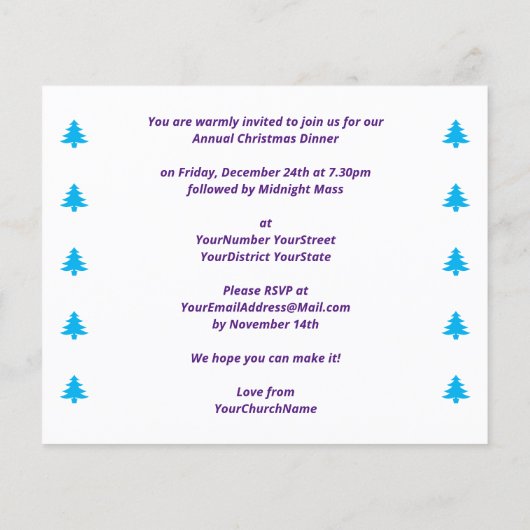 Eenvoudige kerst-feestelijke uitnodiging flyer (Achterkant)