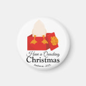 Eenvoudige kerst grappige schattige eend in rode d magneet (Voorkant)