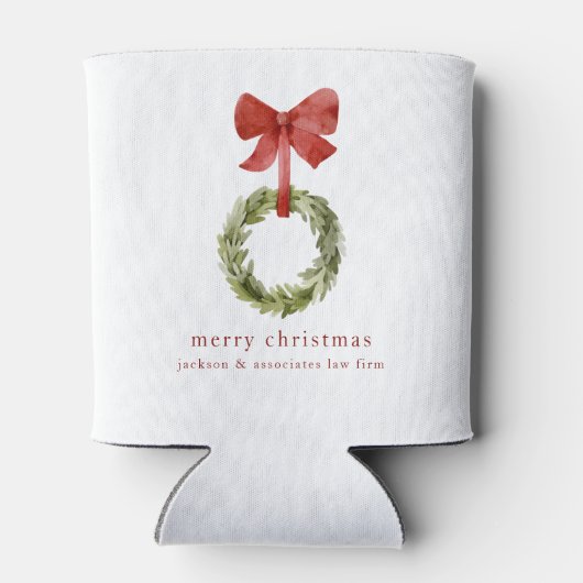 Eenvoudige Kerst Greenery Krans Red Bow Blikjeskoeler (Achterkant)