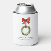 Eenvoudige Kerst Greenery Krans Red Bow Blikjeskoeler (Blikje Achterkant)