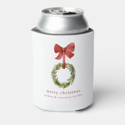 Eenvoudige Kerst Greenery Krans Red Bow Blikjeskoeler (Blikje Achterkant)