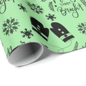 Eenvoudige Kerst Groen Vrolijk & Heldere wanten Cadeaupapier (Rol Hoek)