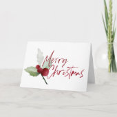 Eenvoudige kerst in Holly en Berries Feestdagen Kaart (Voorkant)