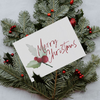 Eenvoudige kerst in Holly en Berries Feestdagen Kaart